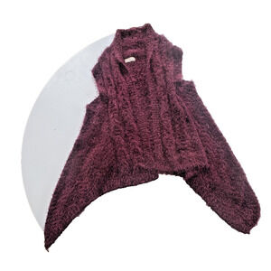 Kloth and Clover Womens Maroon Open Front Sleeveless Sweater Vest One Size